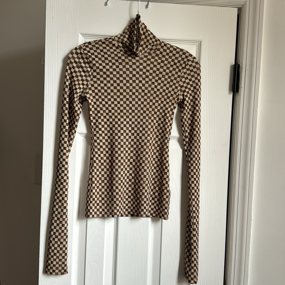 Nanushka Harri Checked Mesh Turtleneck - XS